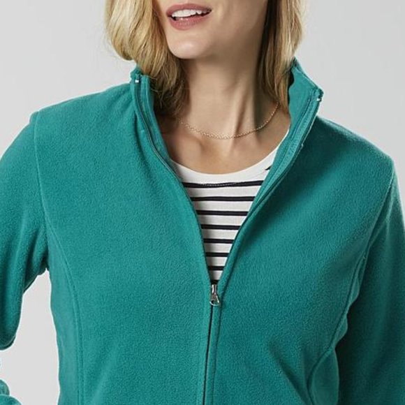 NEW Women's M Parasailing Green Micro Fleece Zip Front Jacket Laura Scott - Picture 2 of 4